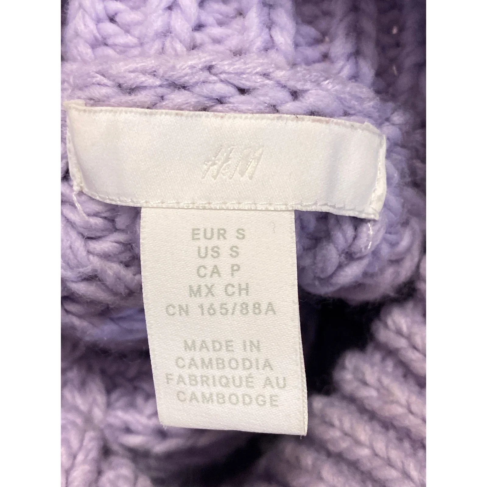 H&M Purple Lilac Wool Long Sleeve Ribbed Knit Chunky Turtleneck Sweater Top Sz S - Image 4
