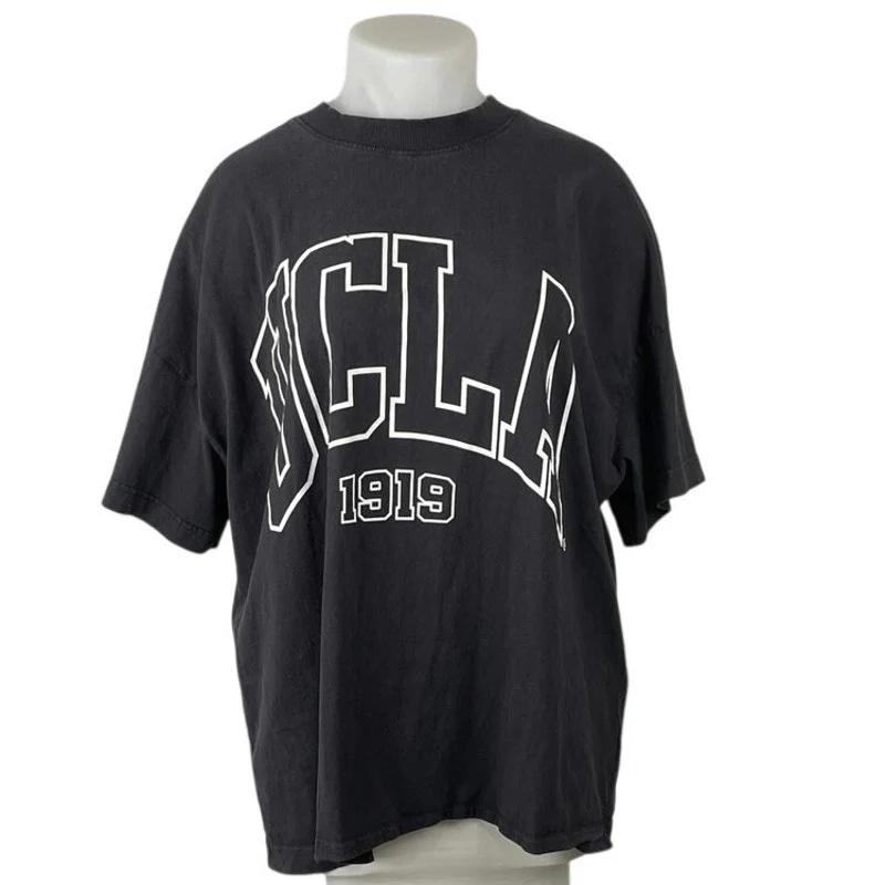 H&M UCLA 1919 Oversized Black Graphic Short Sleeve Baggy Boxy Tee T-Shirt Top XL