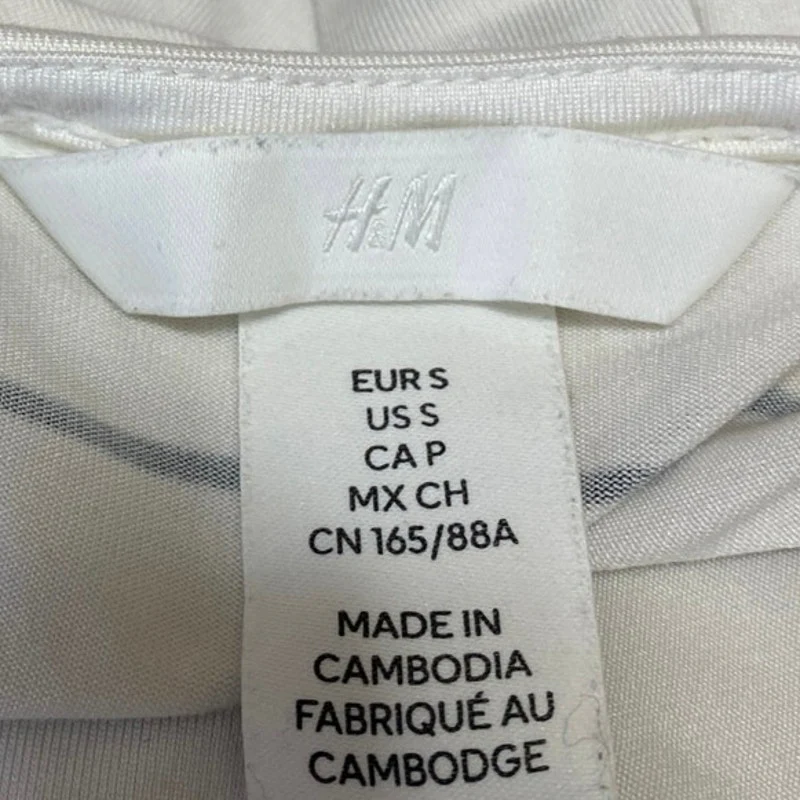 H&M White Black Sleeveless Striped Square Cami Camisole Tank Bodysuit Top Size S - Image 3