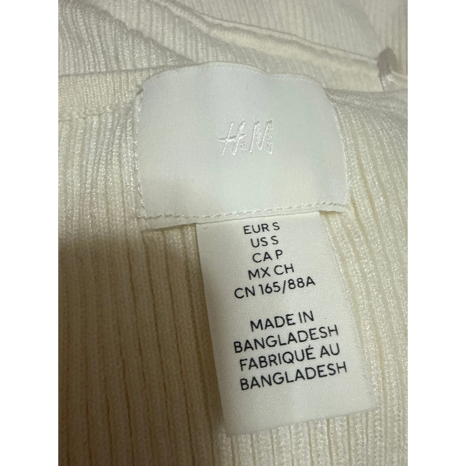 H&M Women Cream Ribbed Strapless Tube Bandeau Maxi Bodycon Pencil Sheath Dress S - Image 4