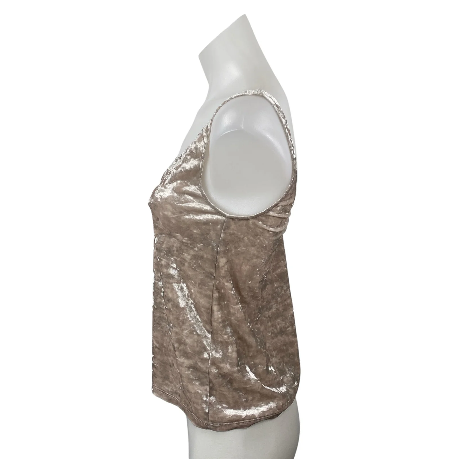 H&M Women's Beige Crushed Velvet Velour Sleeveless Cami Camisole Tank Top Sz XS - Image 3