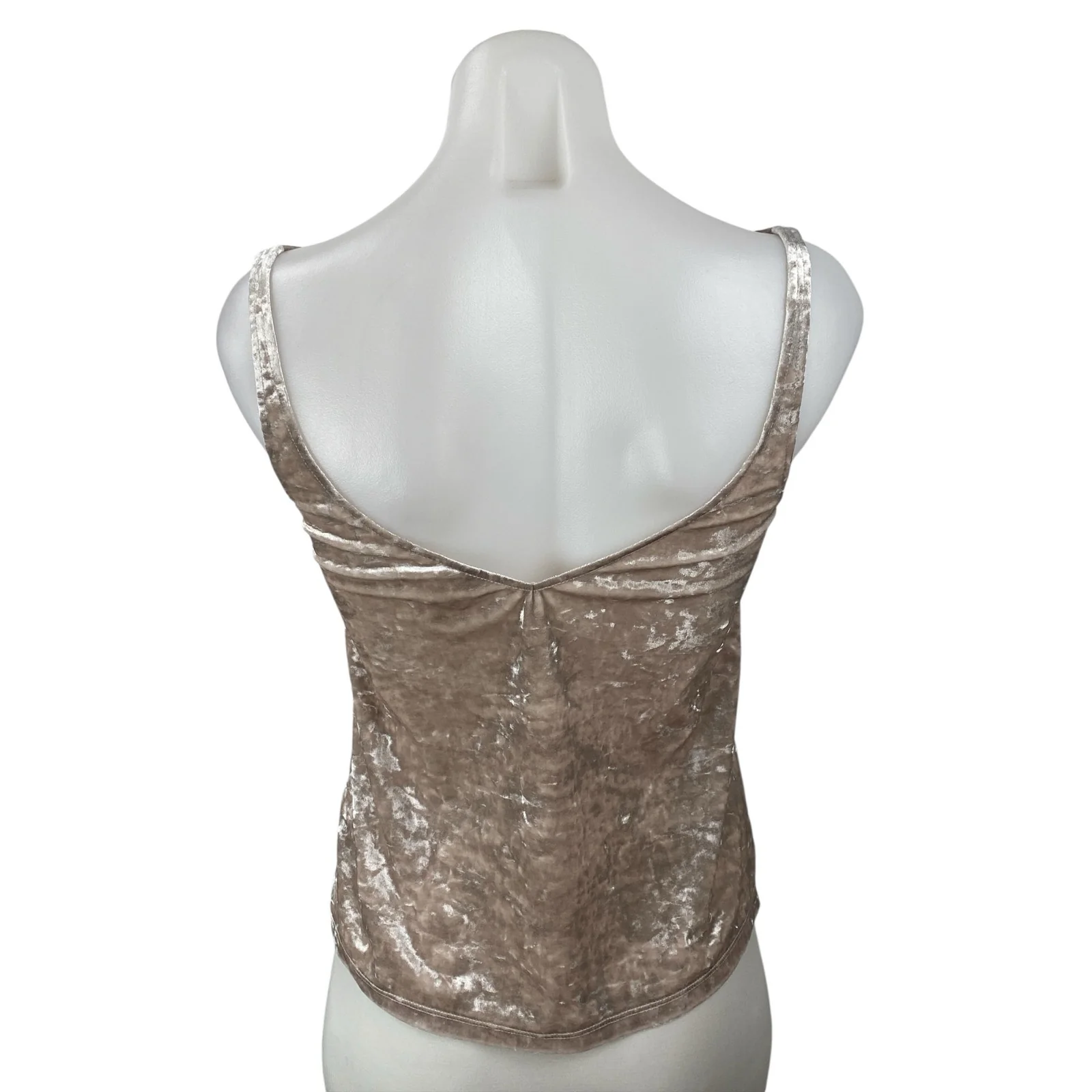 H&M Women's Beige Crushed Velvet Velour Sleeveless Cami Camisole Tank Top Sz XS - Image 4