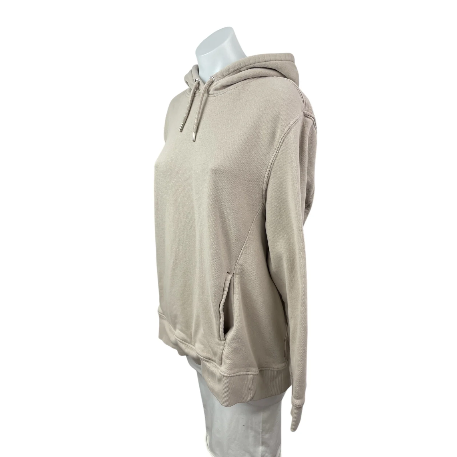 H&M Women's Beige Long Sleeve Relaxed Hoodie Hooded Sweatshirt Top Size XL - Image 3