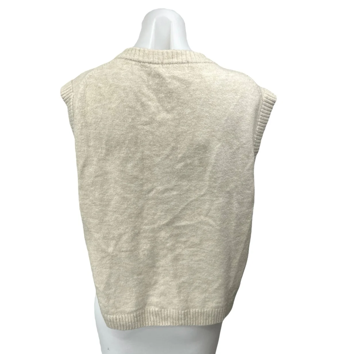 H&M Women's Beige Wool Knit V-Neck Sleeveless Pullover Sweater Vest Tank Top XS - Image 2