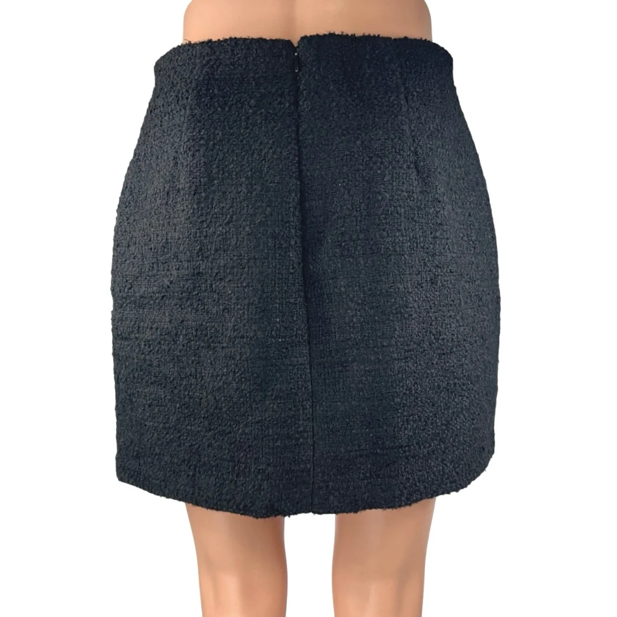 H&M Women's Black High Waisted Textured Zip Casual Pencil Mini Skirt Size 6 - Image 3