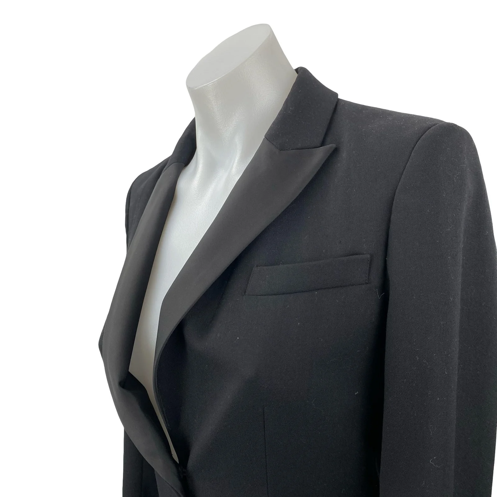 H&M Women's Black Long Sleeve Peak Lapel One Button Blazer Coat Suit Jacket 2 - Image 2