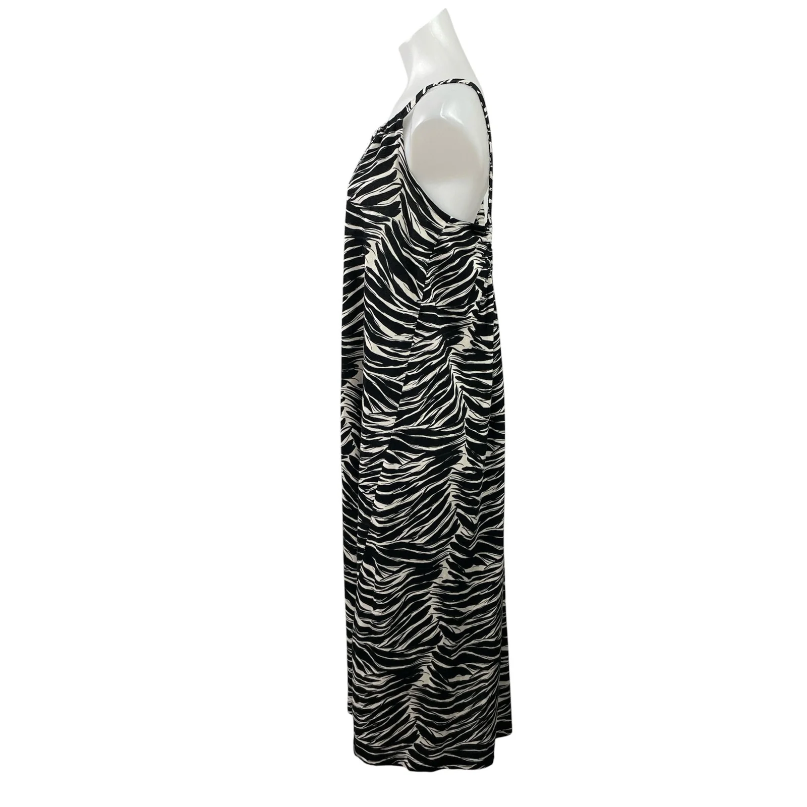 H&M Womens Black Pattered Zebra Print Sleeveless Oversized Maxi Tank Dress Sz S - Image 2