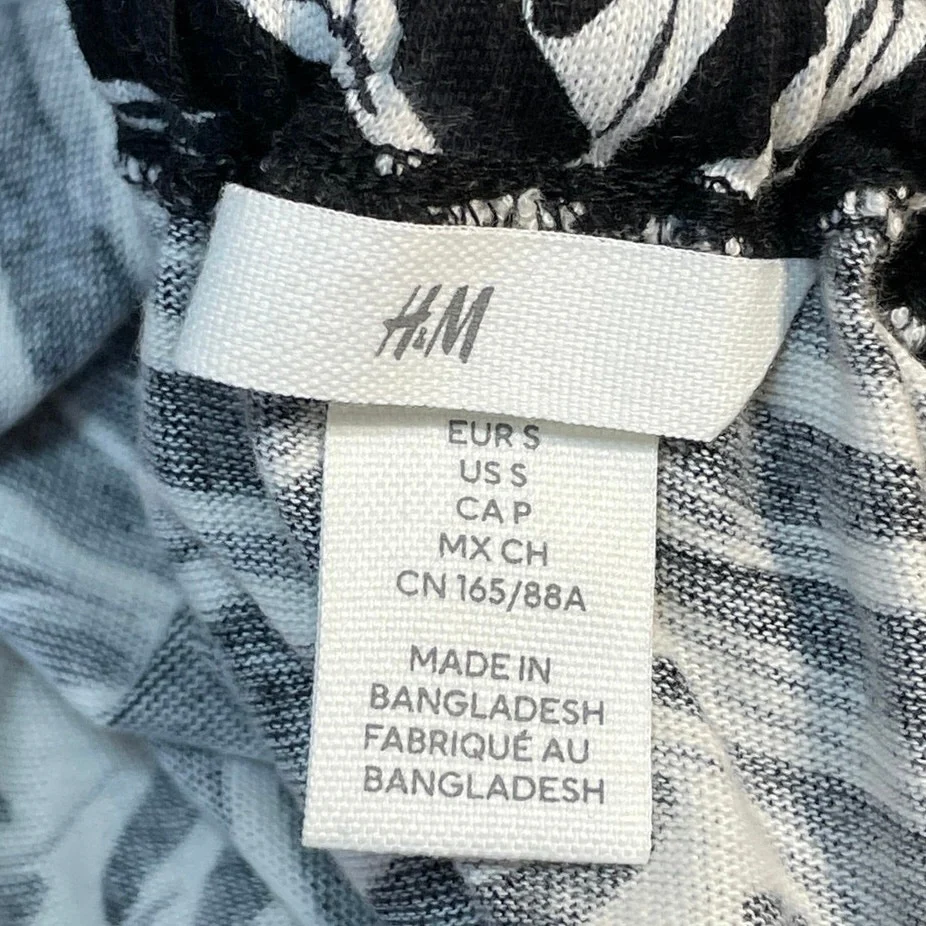 H&M Womens Black Pattered Zebra Print Sleeveless Oversized Maxi Tank Dress Sz S - Image 4