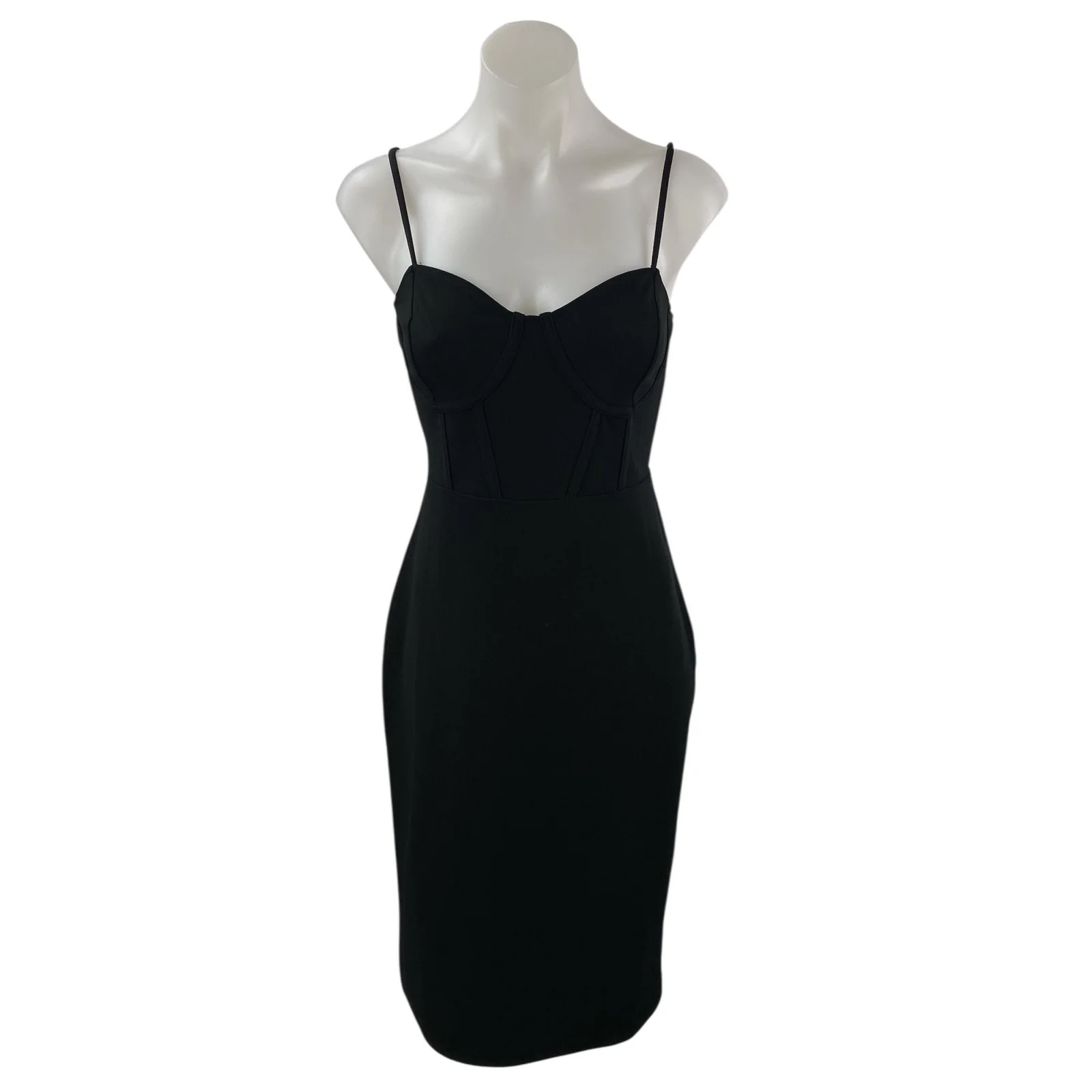 H&M Women's Black Sleeveless Bustier Cami Camisole Midi Bodycon Tank Dress Sz L