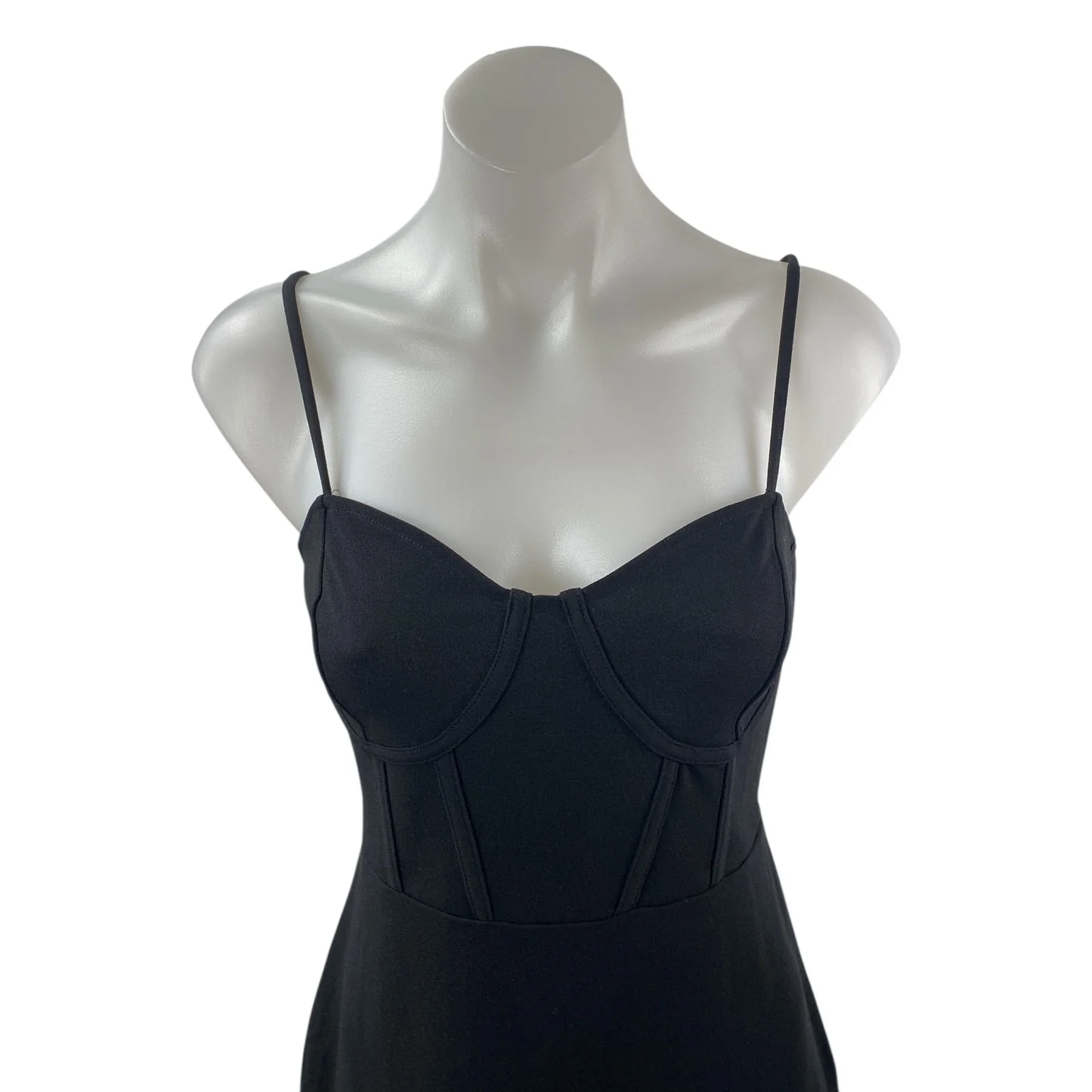 H&M Women's Black Sleeveless Bustier Cami Camisole Midi Bodycon Tank Dress Sz L - Image 2