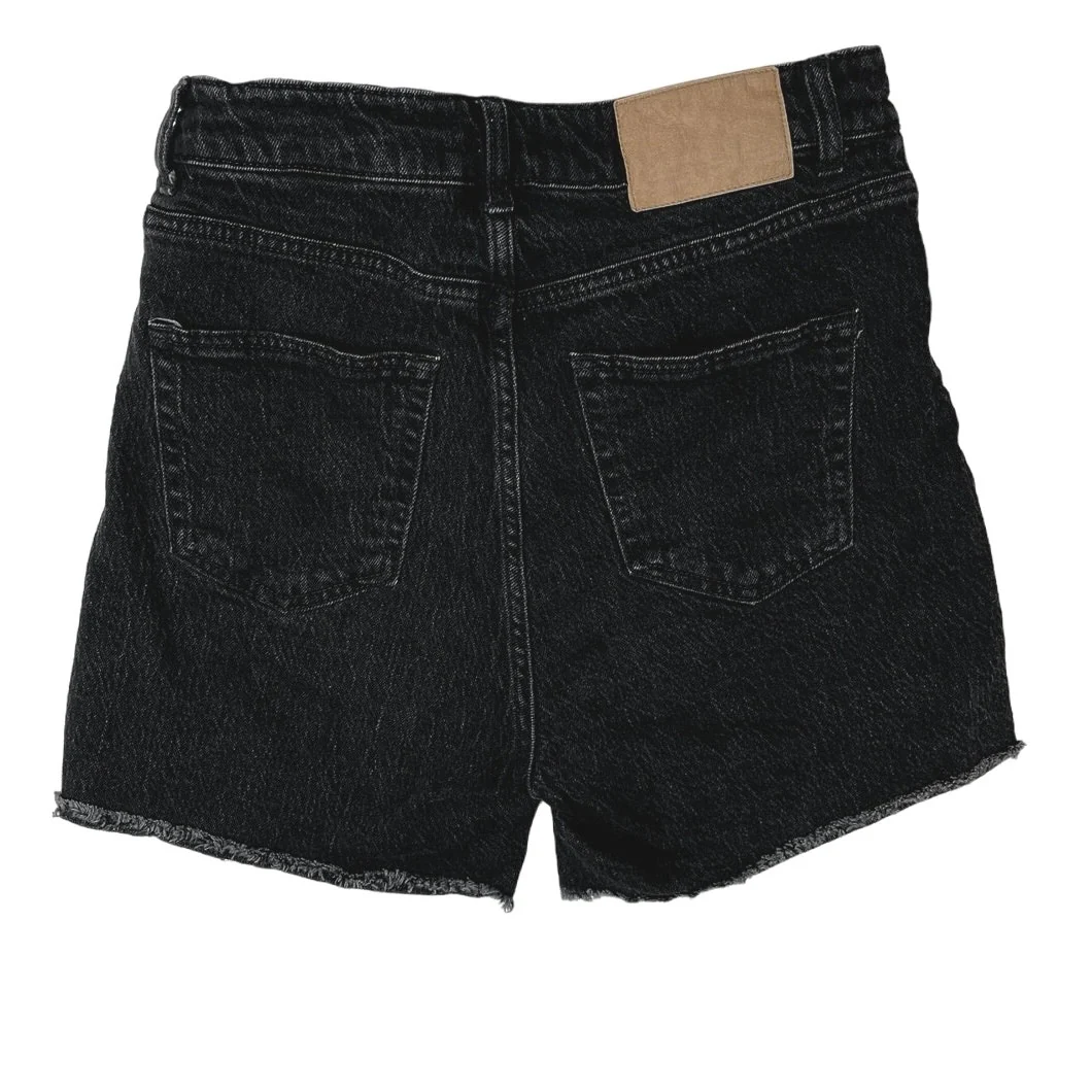 H&M Women's Black Solid High Rise Straight Denim Jeans Cut Off Mini Short Size 8 - Image 2