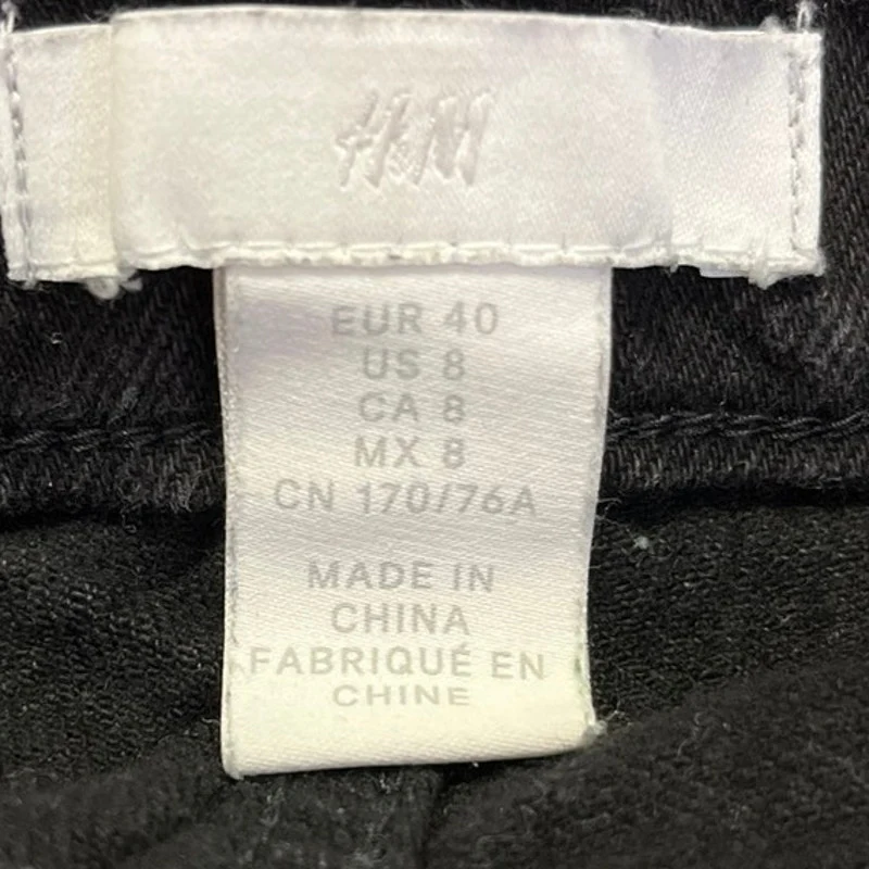 H&M Women's Black Solid High Rise Straight Denim Jeans Cut Off Mini Short Size 8 - Image 3
