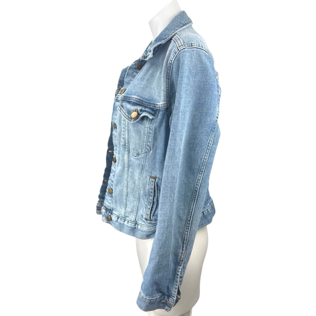 H&M Women's Blue Collared Long Sleeve Button Down Overshirt Denim Coat Jacket M - Image 2