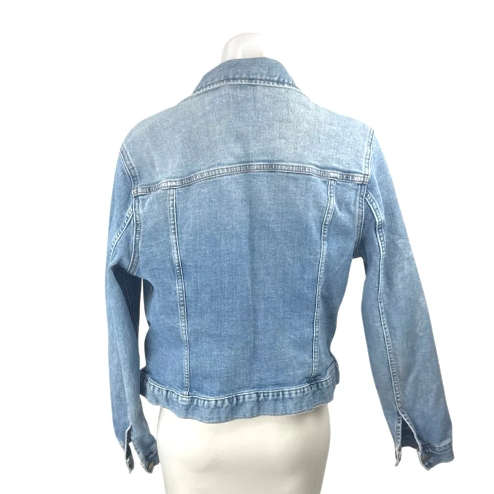 H&M Women's Blue Collared Long Sleeve Button Down Overshirt Denim Coat Jacket M - Image 3