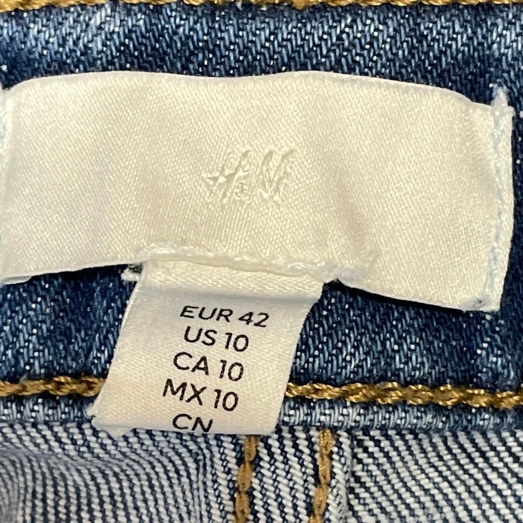 H&M Womens Blue High Rise Medium Wash Wide Leg Baggy Palazzo Denim Jeans Size 10 - Image 4
