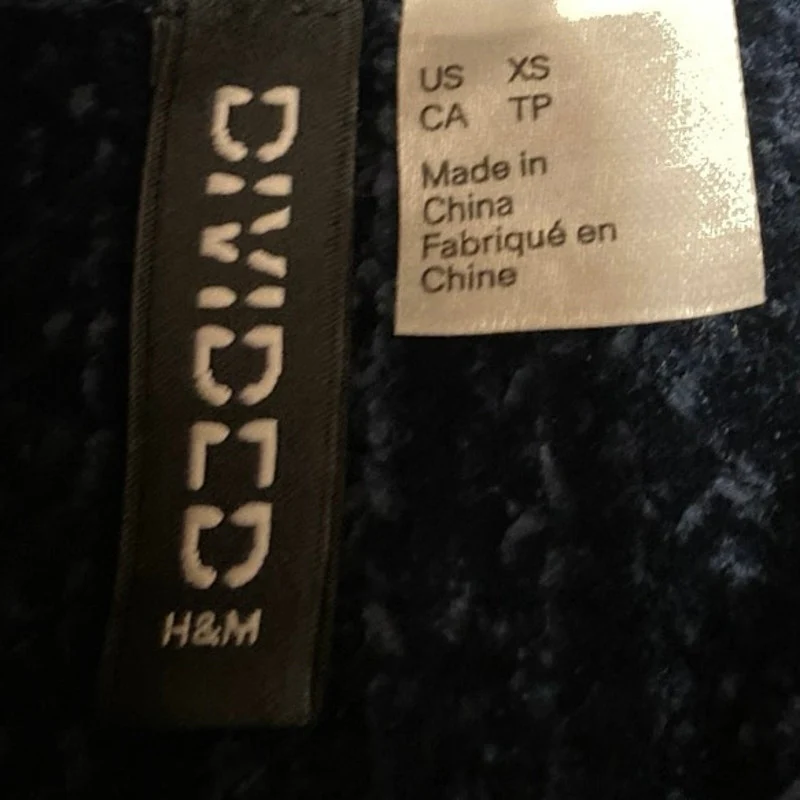 H&M Women's Blue Long Sleeve Turtleneck Cropped Pullover Sweater Top Size XS - Image 2