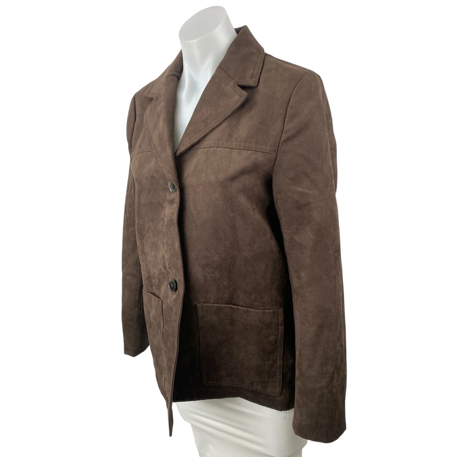 H&M Women's Brown Long Sleeve Button Up Notch Lapel Blazer Coat Jacket Size XS - Image 2