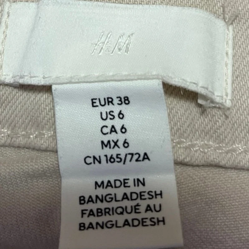 H&M Women's Cream High Waisted Straight Casual Cropped Denim Jeans Size 6 - Image 4