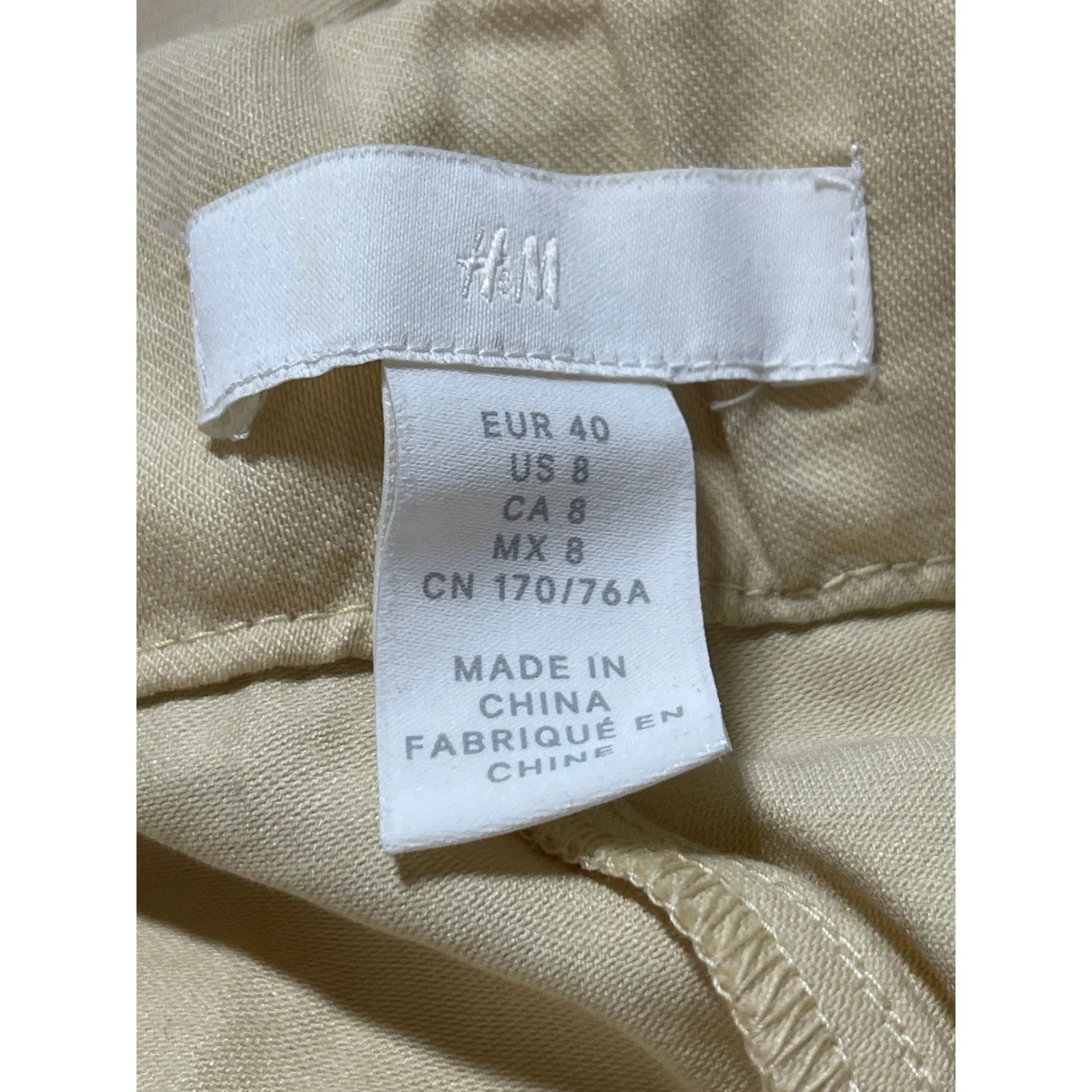 H&M Women's Cream Linen High Waisted Straight Wide Leg Trousers Pants Size 8 - Image 5