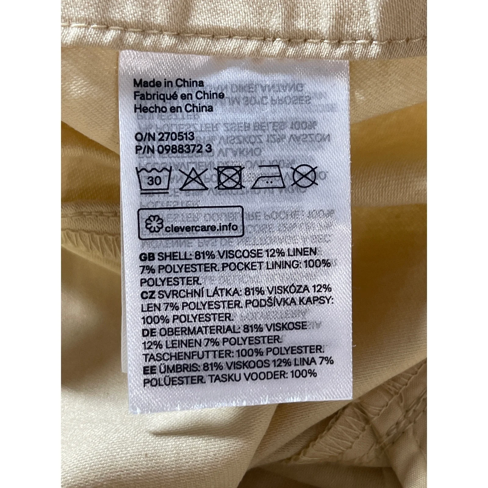 H&M Women's Cream Linen High Waisted Straight Wide Leg Trousers Pants Size 8 - Image 6