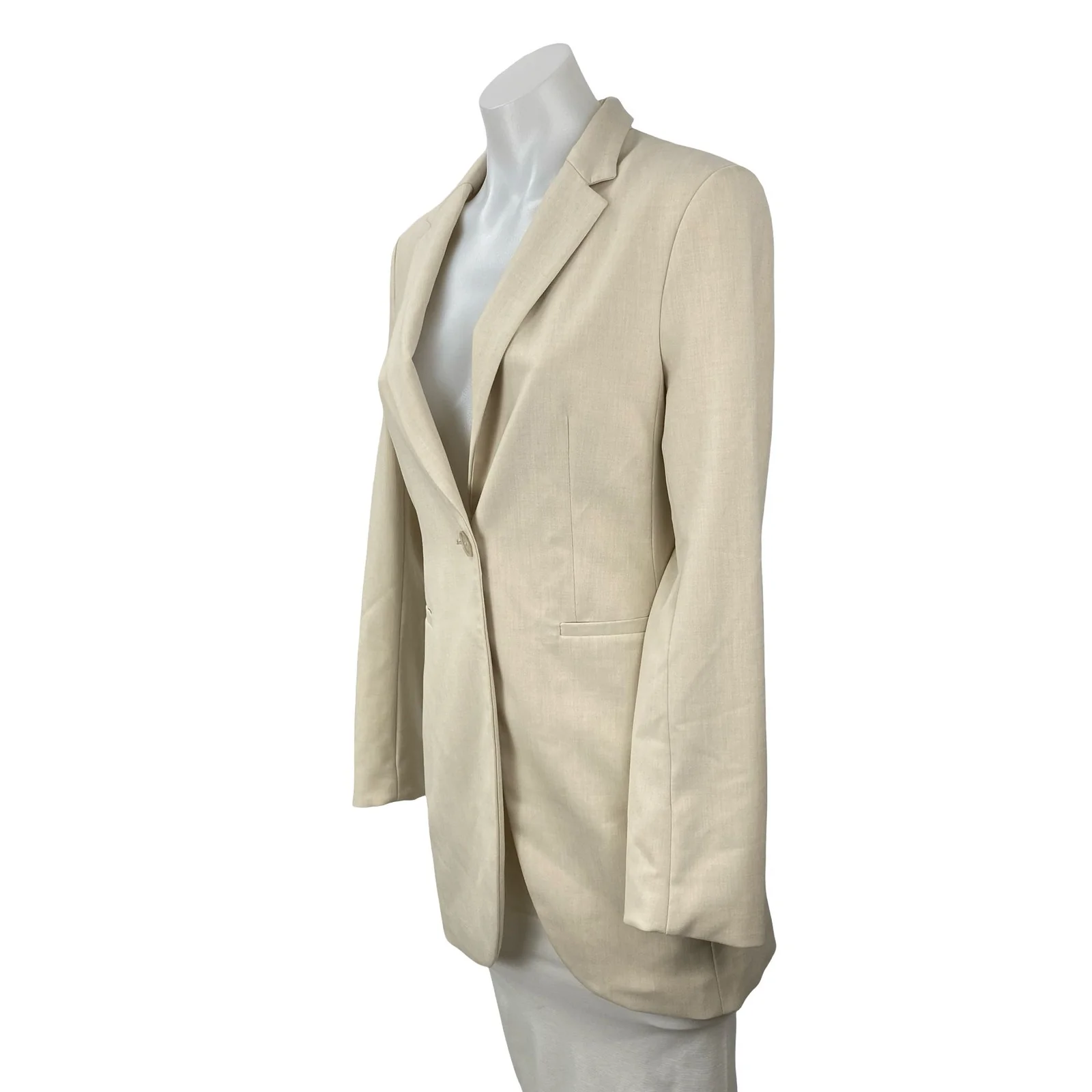 H&M Women's Cream Long Sleeve Notch Lapel One Button Blazer Suit Jacket Size XS - Image 2