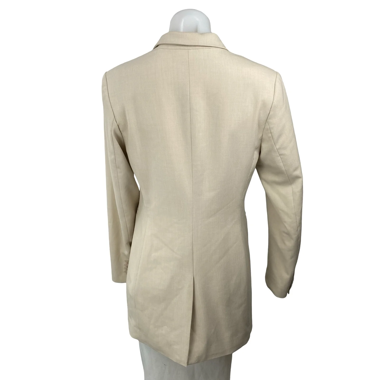 H&M Women's Cream Long Sleeve Notch Lapel One Button Blazer Suit Jacket Size XS - Image 4