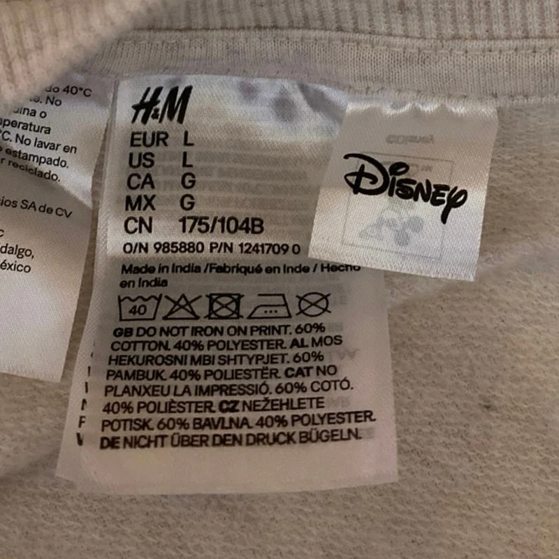 H&M Women's Cream Mickey Mouse Disney Long Sleeve Sweater Sweatshirt Top Size L - Image 3