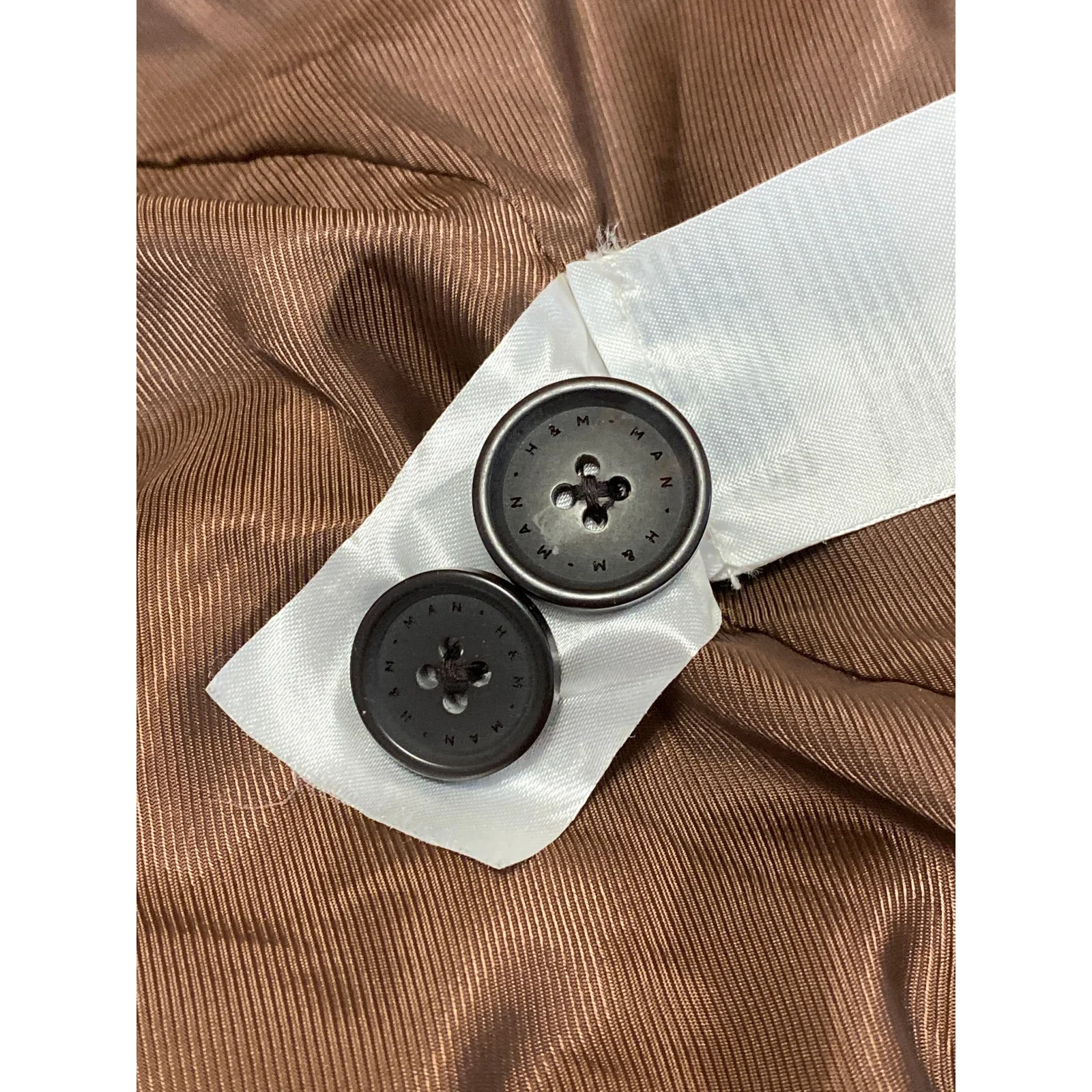 H&M Women's Faux Vegan Leather Collar Long Sleeve Button Down Coat Jacket Top XL - Image 4