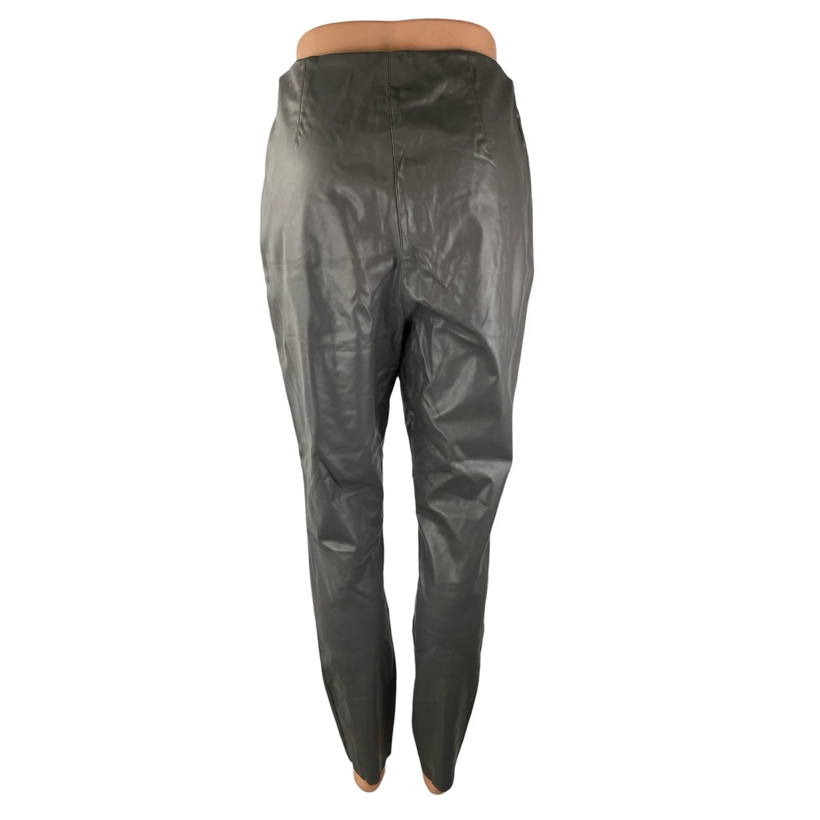 H&M Women's Gray Faux Vegan Leather High Waisted Skinny Trousers Pants Size 8 - Image 2
