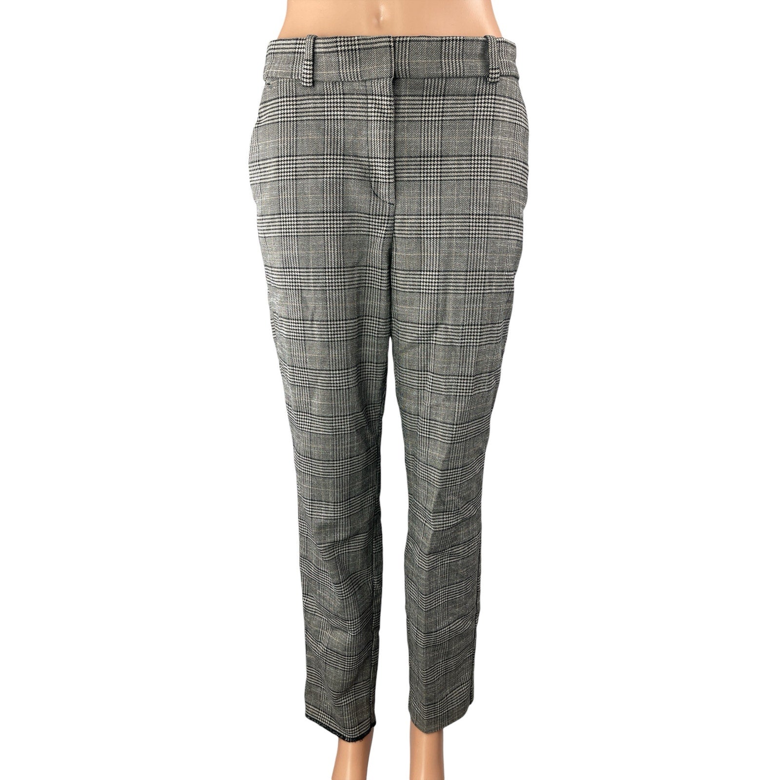 H&M Women's Gray Glen Plaid Check High Rise Skinny Trouser Dress Pants Size 8