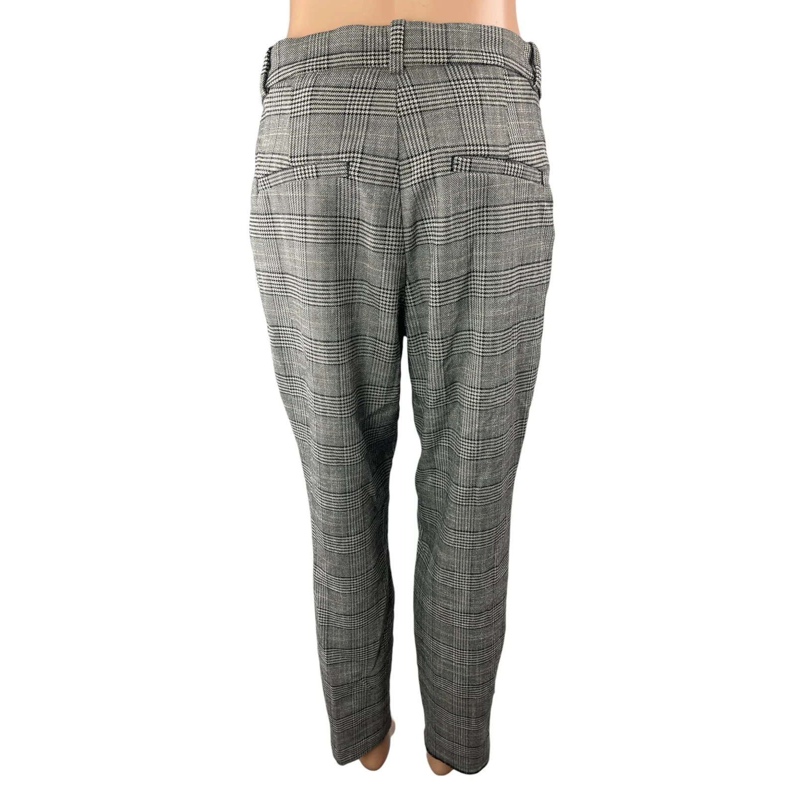 H&M Women's Gray Glen Plaid Check High Rise Skinny Trouser Dress Pants Size 8 - Image 2