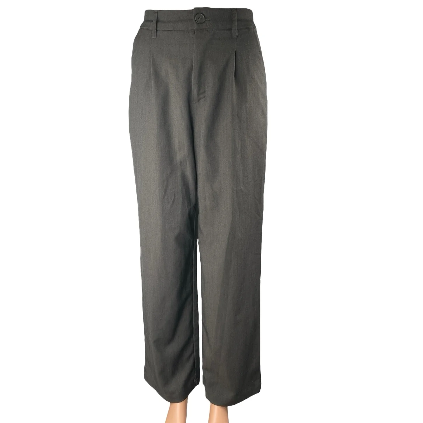H&M Women's Gray High Waisted Pleated Wide Leg Trousers Dress Pants Size XS