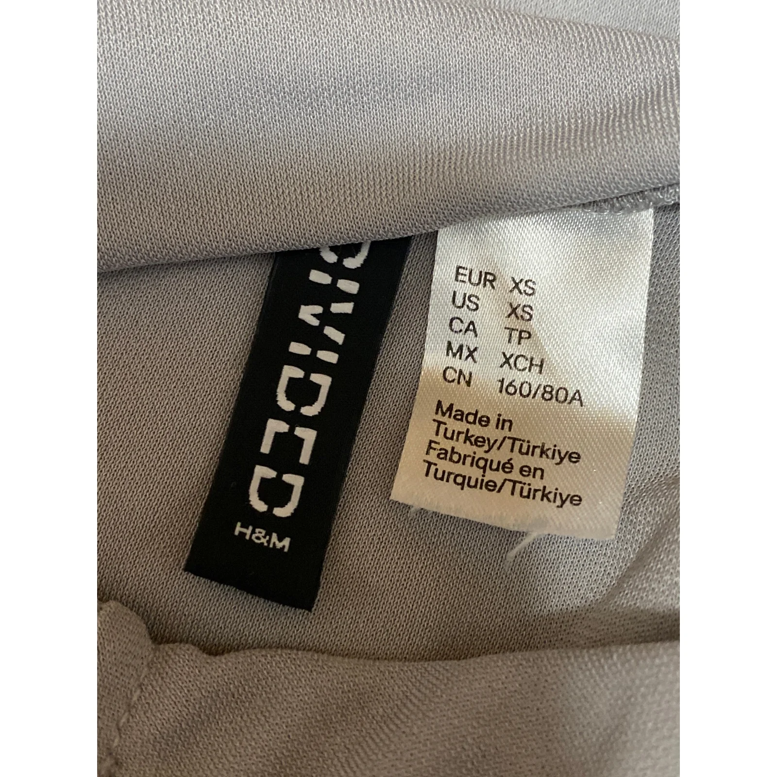 H&M Women's Gray Ruched Sleeveless Mock Neck Tank Mini Bodycon Dress Size XS - Image 5
