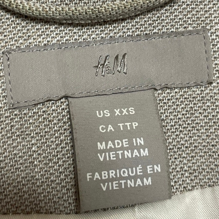 H&M Women's Gray Shawl Lapel Collar Long Sleeve Open Blazer Coat Jacket Size XXS - Image 4