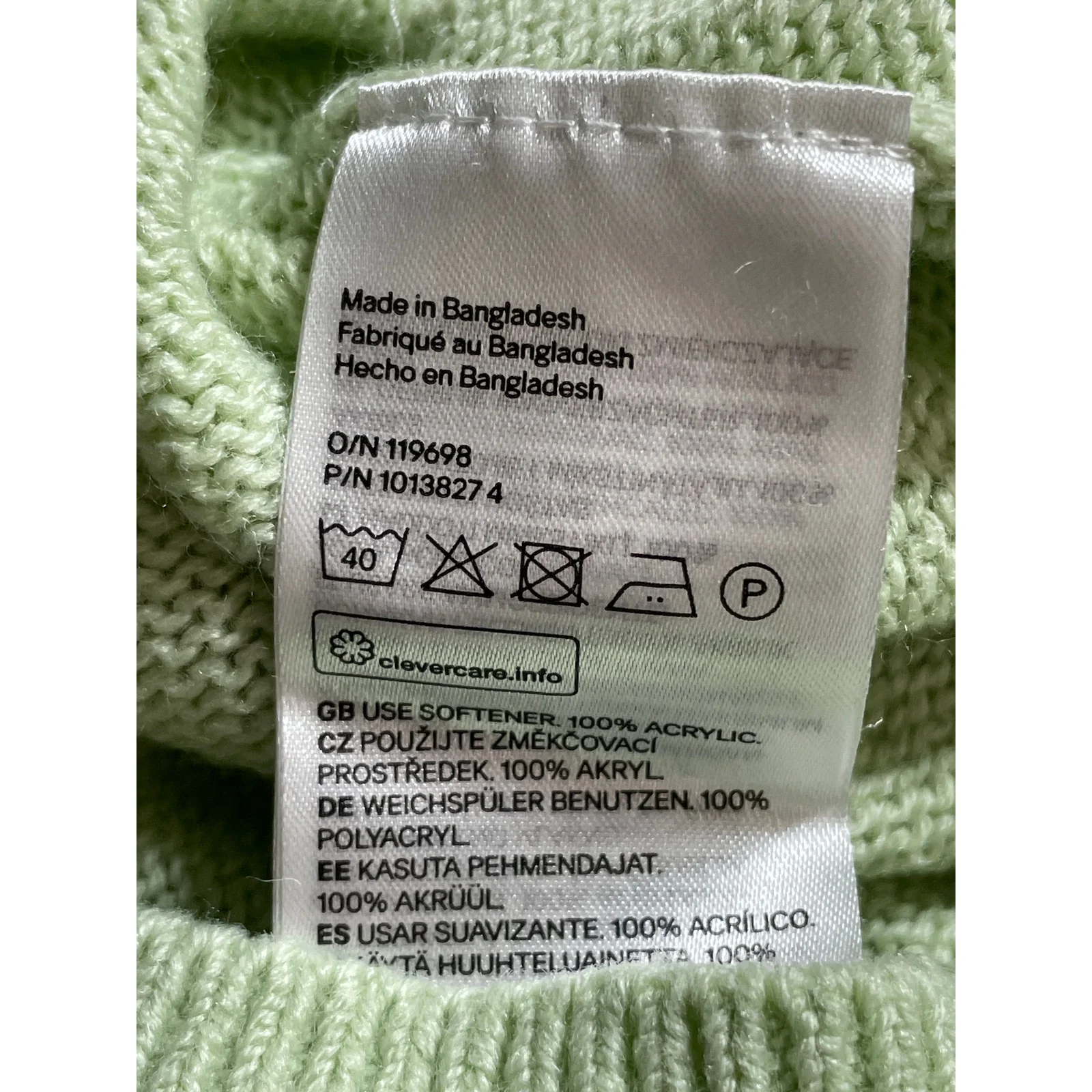 H&M Women's Green Ribbed Knit Long Sleeve Mock Neck Cropped Sweater Top Size S - Image 7