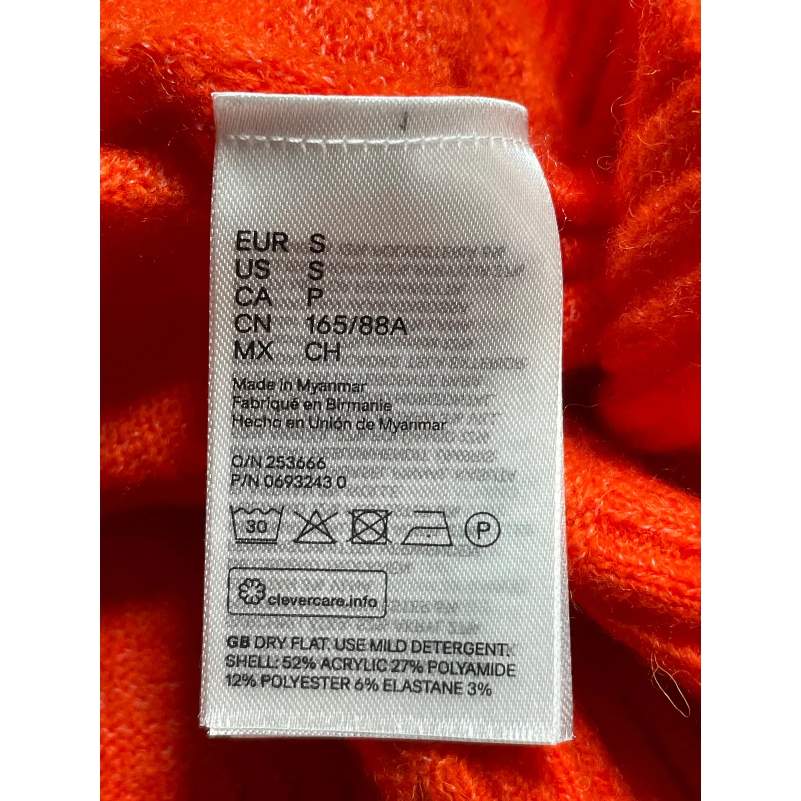 H&M Women's Orange Knit V Neck Long Raglan Sleeve Sweatshirt Sweater Top Size S - Image 6
