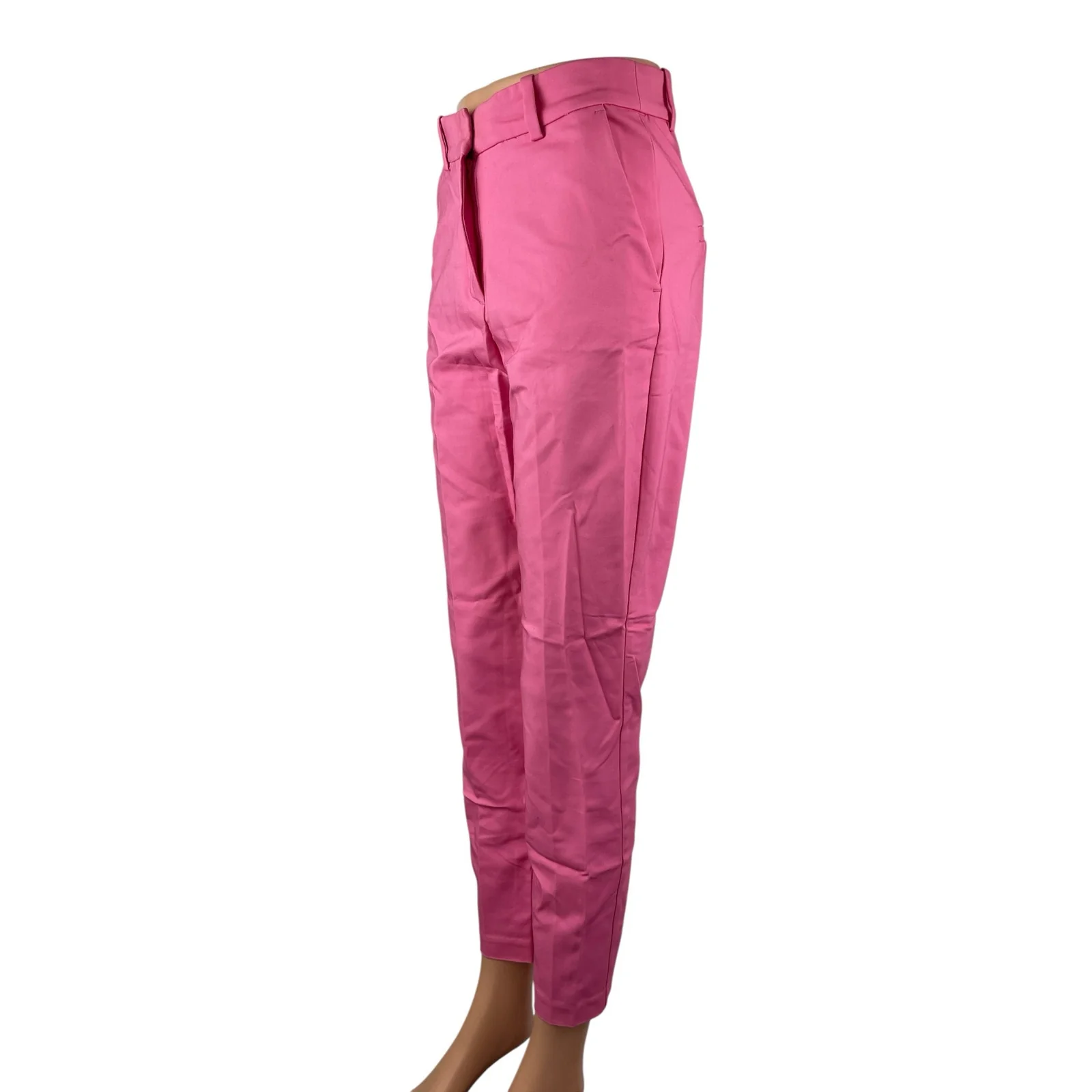 H&M Women's Pink High Rise Elastic Waist Slim Straight Trousers Pants Size 4 - Image 3