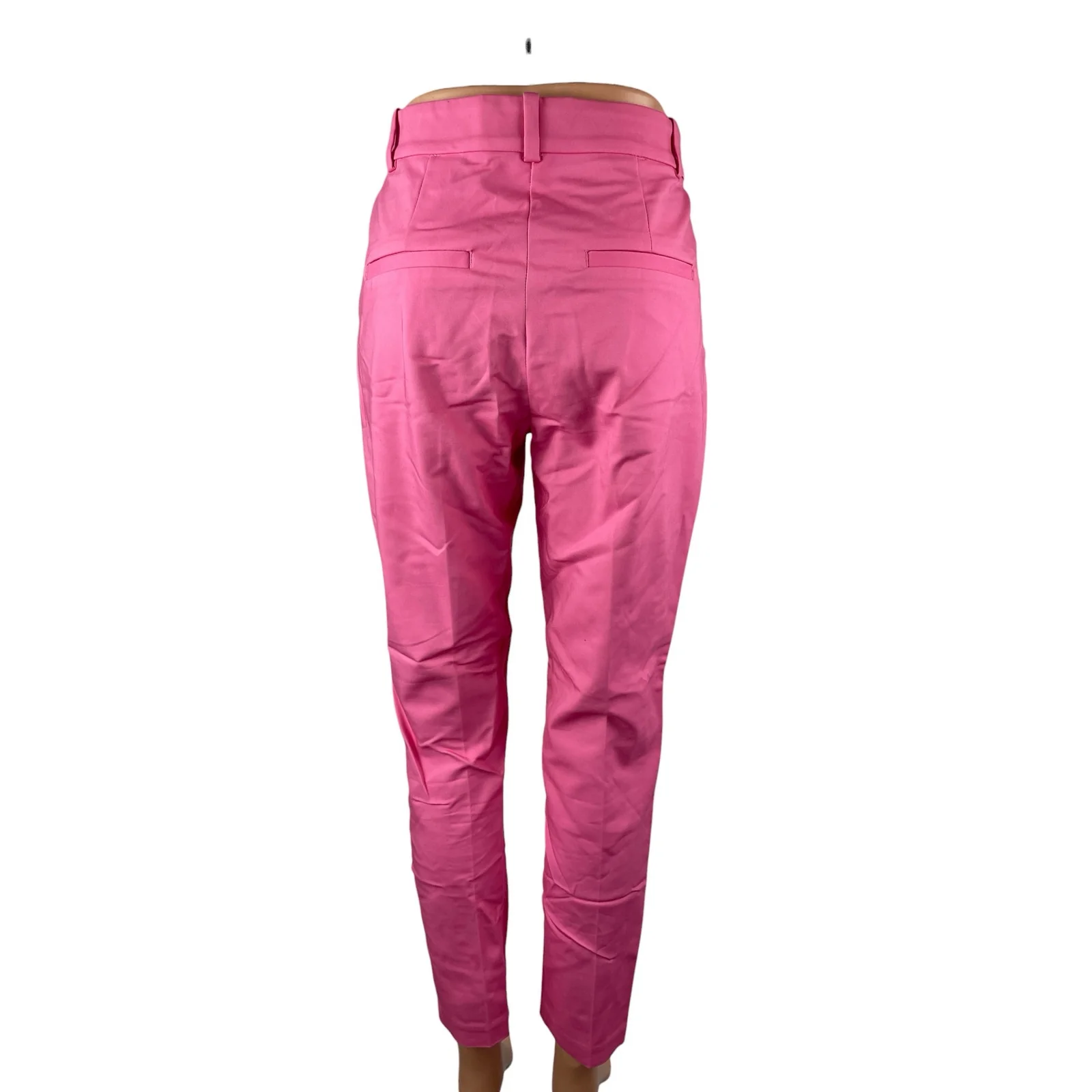 H&M Women's Pink High Rise Elastic Waist Slim Straight Trousers Pants Size 4 - Image 4