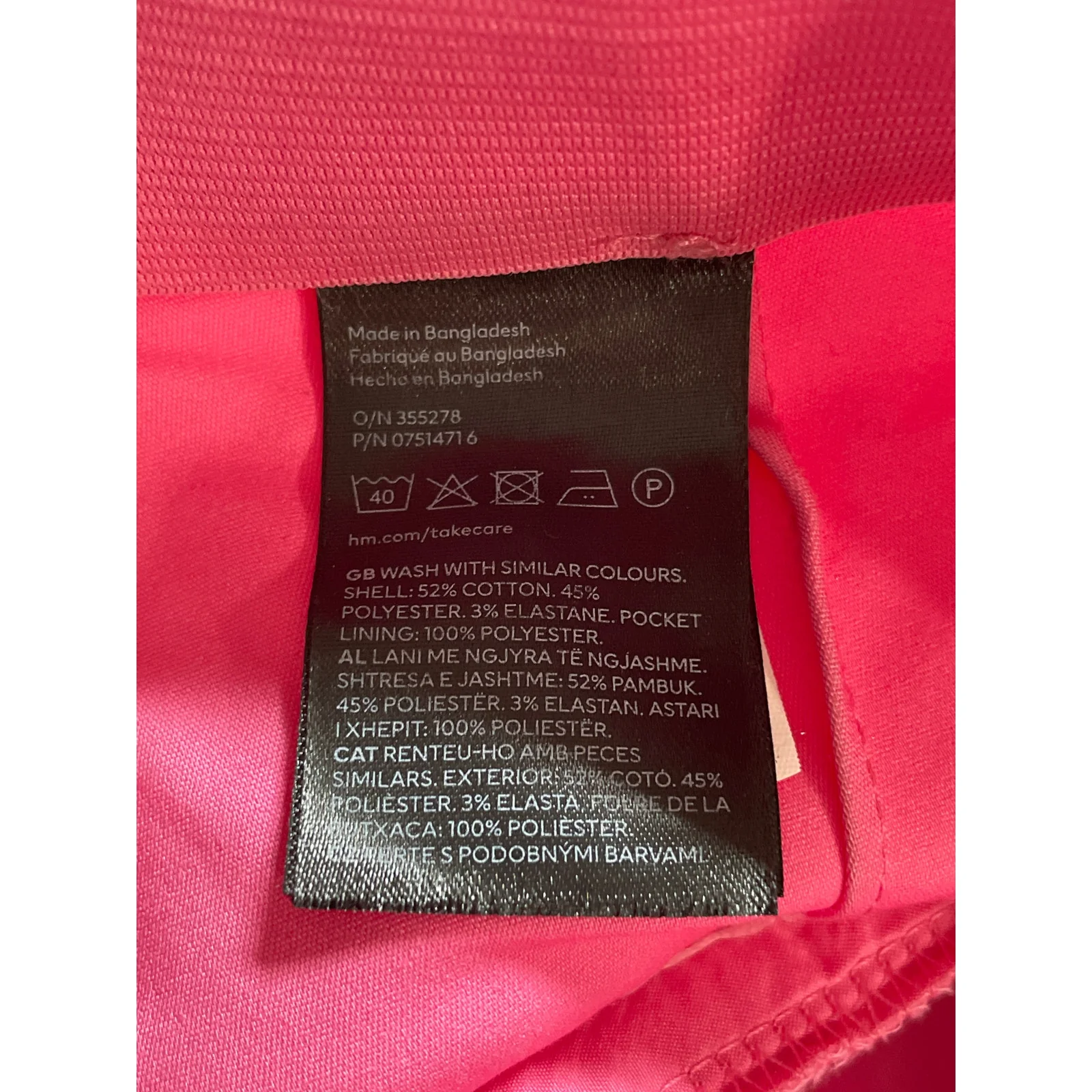H&M Women's Pink High Rise Elastic Waist Slim Straight Trousers Pants Size 4 - Image 6