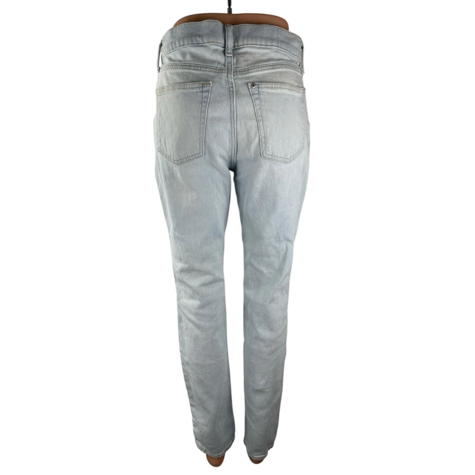 H&M Women's White Distressed Ripped High Rise Skinny Denim Jeans Pants Sz 30/32 - Image 2