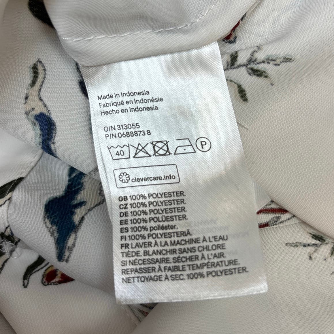 H&M Womens White Floral Birds Button Up Collared Long Sleeve Blouse Top 2 - Image 7