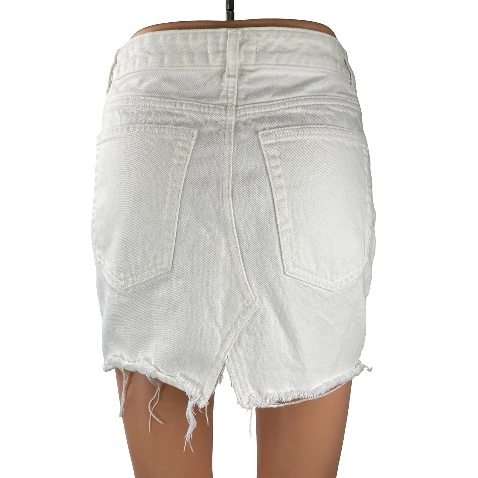 H&M Women's White High Waist Cut Off Raw Hem Pencil Denim Jean Skirt Size 2 - Image 4