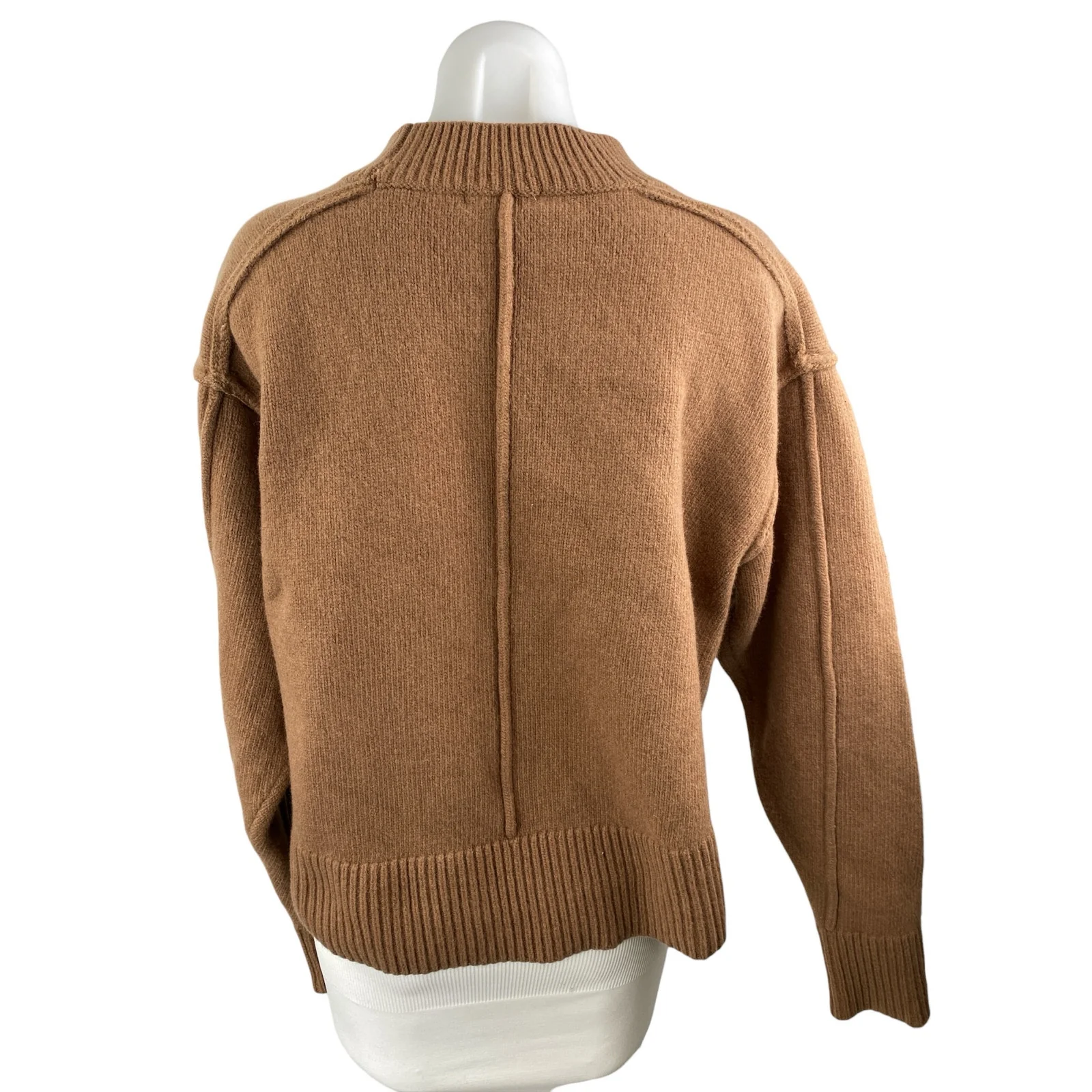 H&M Wool Cashmere Womens Brown Mock Neck Long Sleeve Sweatshirt Sweater Top Sz S - Image 2