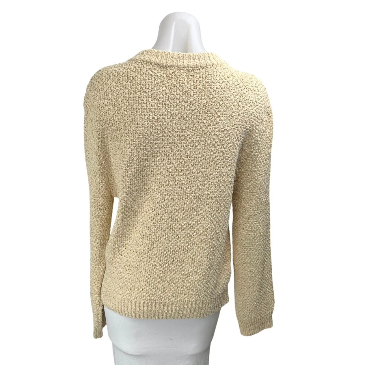 H&M Yellow Gold Metallic Long sSeeve Button Down Cardigan Sweater Top Size XS - Image 2