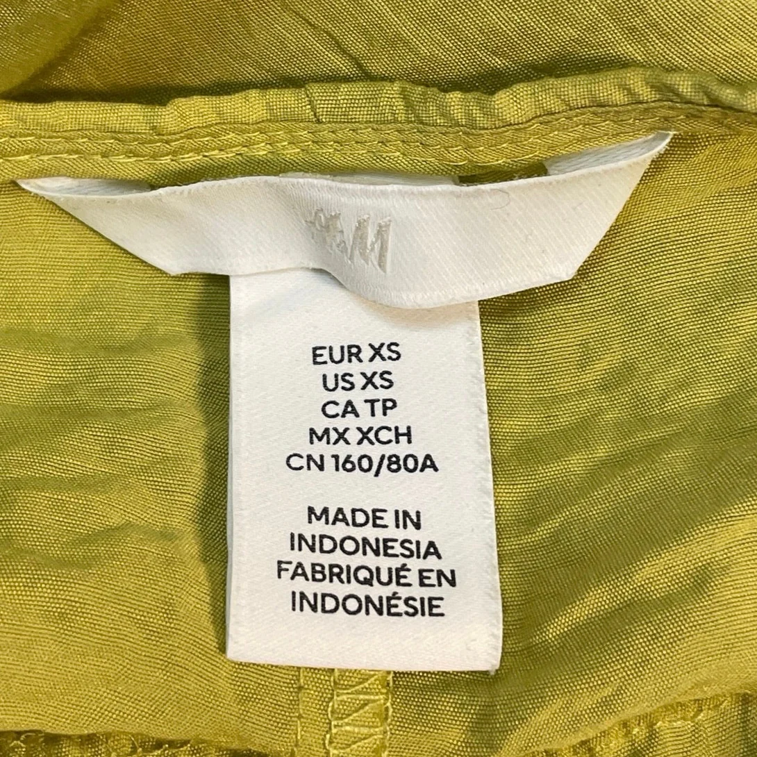 H&M Yellow Sleeveless V Neck Tie Adjustable Waist Cami Tank Midi Dress Size XS - Image 4