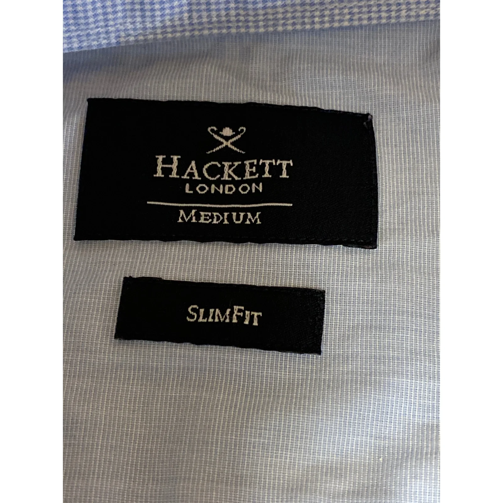 Hackett Men's Blue Slim Fit Long Sleeve Button Down Windowpane Shirt Top Size S - Image 3