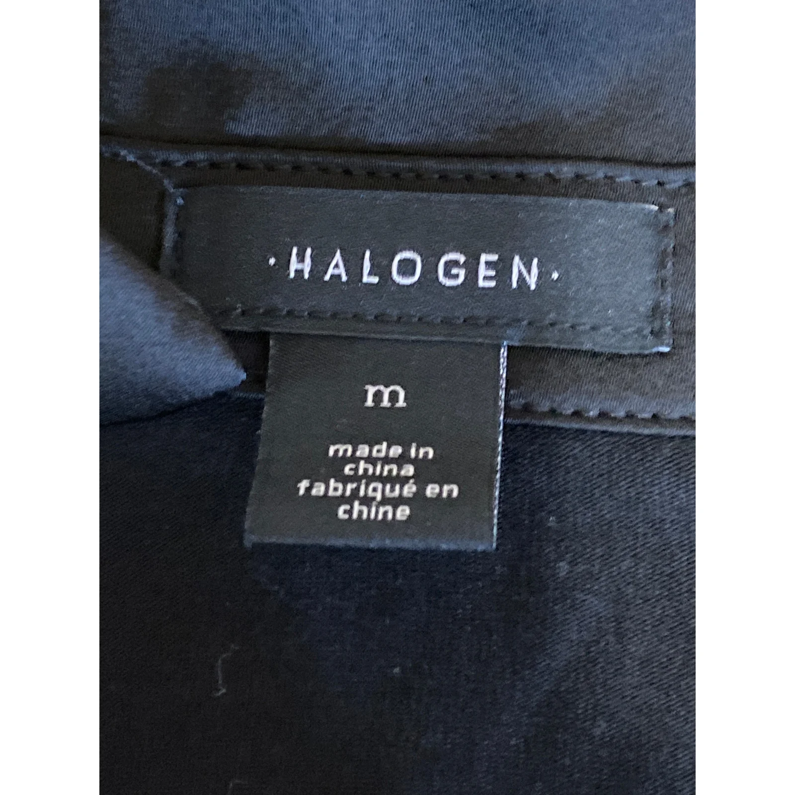 Halogen Women's Black Collared V Neck Long Sleeve Slim Fit Shirt Blouse Top Sz M - Image 5