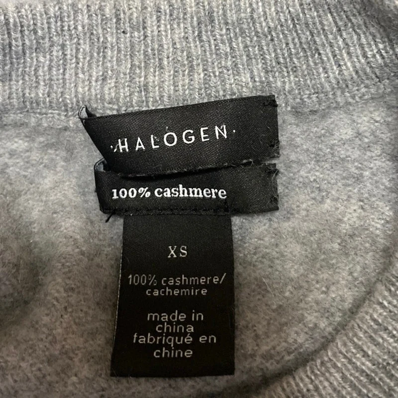 Halogen Women's Gray 100% Cashmere Long Sleeve Mock Neck Sweater Top Size XS - Image 3