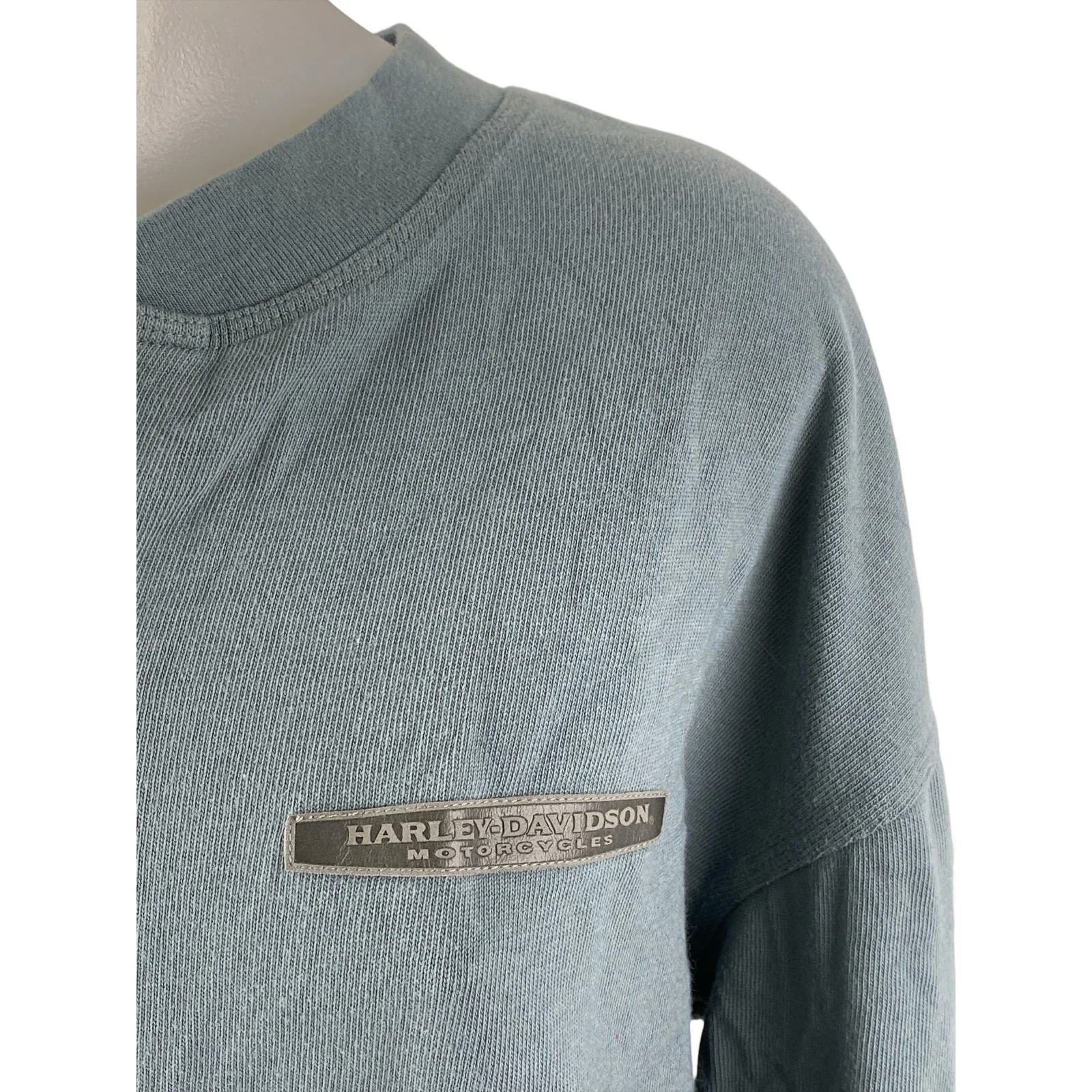 Harley Davidson Women's Blue Long Sleeve Crew Neck Henley T Shirt Tee Top Size L - Image 2
