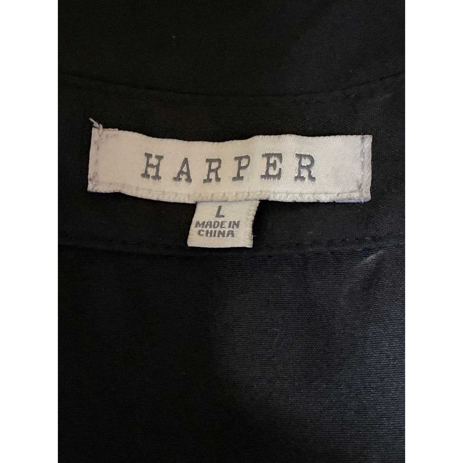 Harper Black Two Way Off Shoulder Long Sleeve Button Down Lace Up Shirt Top Sz L - Image 5